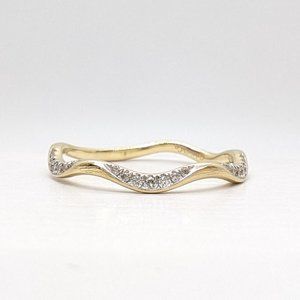 Gabriel & Co. 14K White Gold Curved 1/6TCW Diamond Stackable Ring Band Size 9